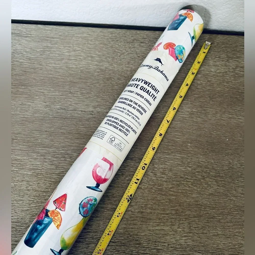 Tommy Bahama Tropical Cocktail Drinks Gift Wrap Wrapping Paper Roll
